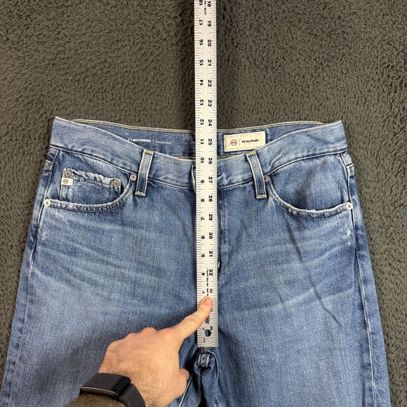 AG Ex-Boyfriend Jeans Womens 28R Blue Slouchy Slim AG-ED Denim Distressed Japan - Picture 13 of 16